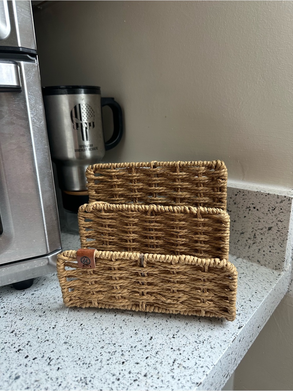 Woven Rattan 3-Tier Organizer - Natural Straw
